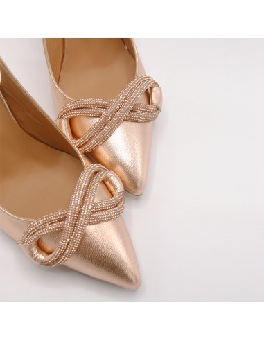 DECOLLETE' IN PELLE LAMINATA RAME