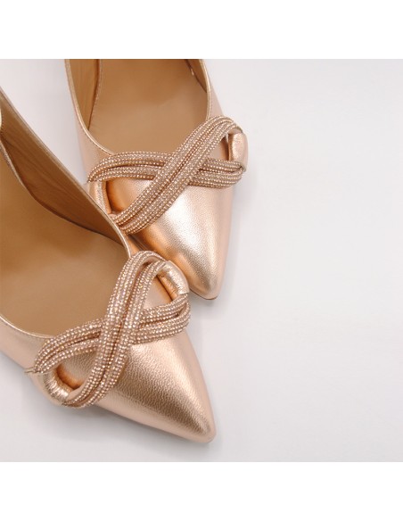 DECOLLETE' IN PELLE LAMINATA RAME