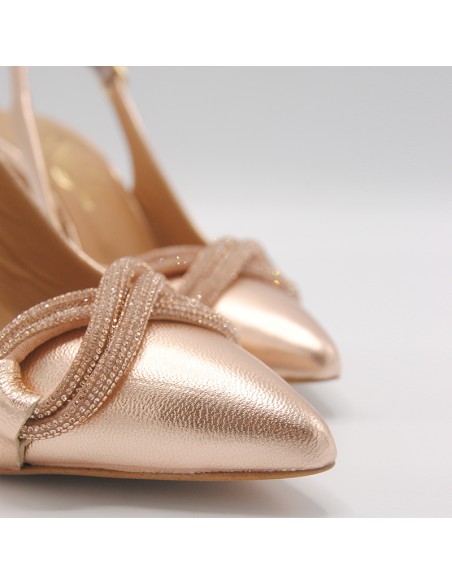 DECOLLETE' IN PELLE LAMINATA RAME