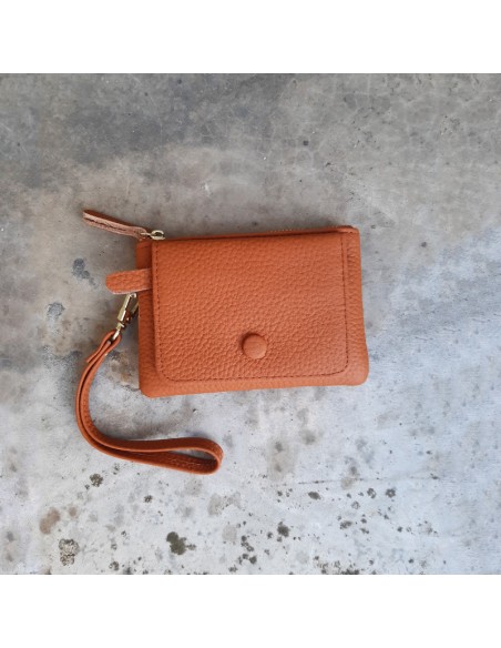 PORTAMONETE VERA PELLE CON BOTTONE 