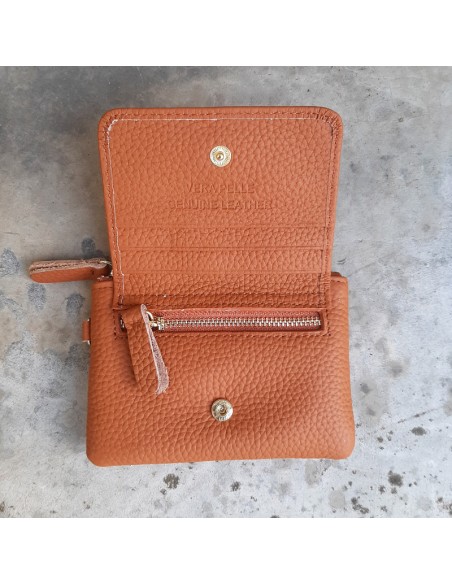PORTAMONETE VERA PELLE CON BOTTONE 