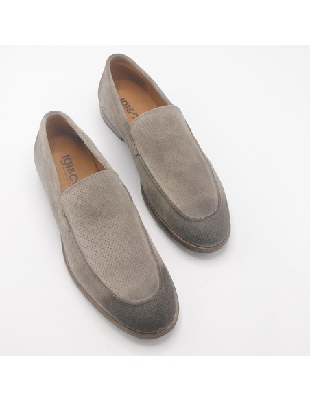 Igi&co mocassino in pelle scamosciata peltro