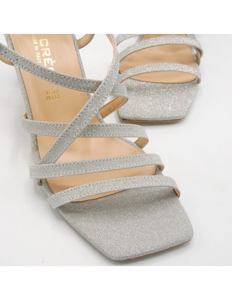 Nacree sandalo con listini argento glitter
