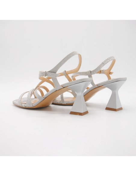 Nacree sandalo con listini argento glitter