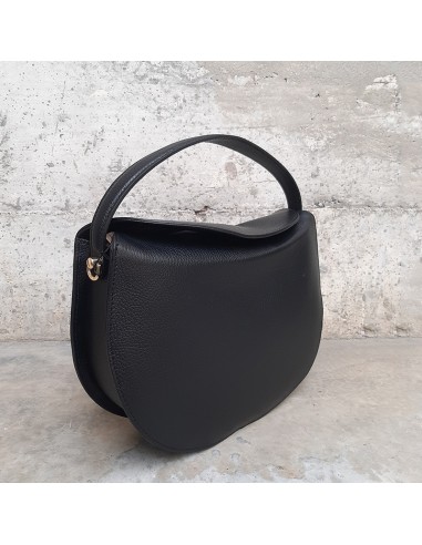 Borsa tonda in pelle nera