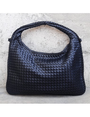 Maxi-bag intrecciata nera