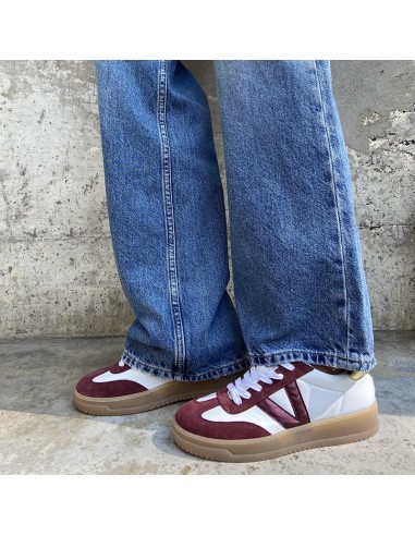 Vitamina sneakers in pelle bianca/bordeaux