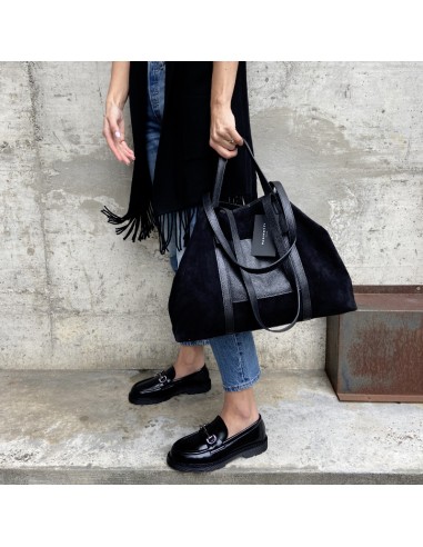 Pasinetti Maxi-shopper in camoscio nero