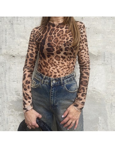 Body in tulle stretch animalier