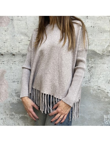 Maglia beige con frange