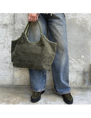 Pasinetti Maxi-bag in camoscio oliva