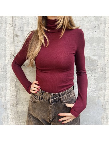 Lumina maglia collo alto in viscosa bordeaux