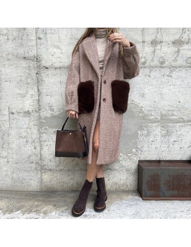 Cappotto reversibile t.moro con tasche in pelliccia