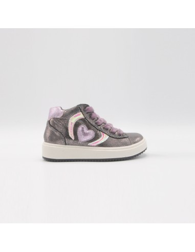 PRIMIGI SNEAKERS MID IN PELLE LAMINATA CON CUORE