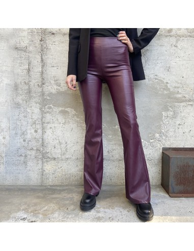 Pantalone flare ecopelle bordeaux