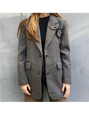 Blazer 50% lana vichy grigio