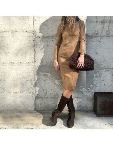 Abito in maglia a coste camel