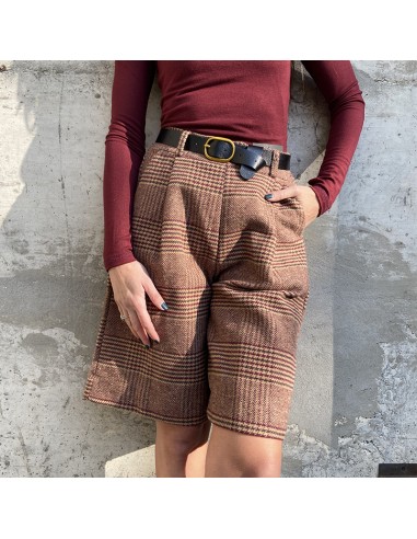 Bermuda in check camel e bordeaux