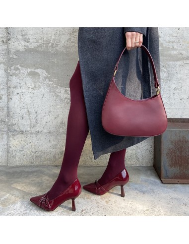 Pasinetti borsa mezza luna bordeaux in saffiano