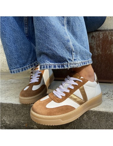 Vitamina sneakers in pelle scamosciata bianca/cognac