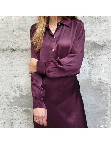 Camicia in satin burgundy