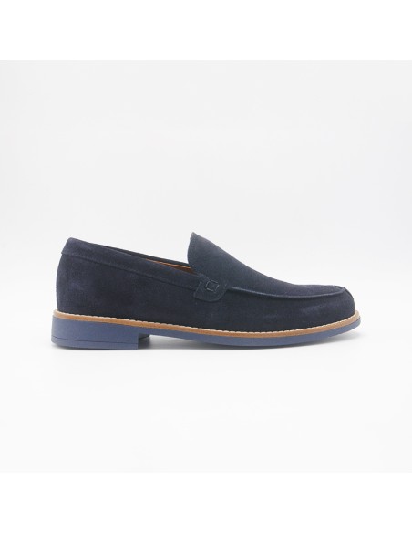 Boomerang mocassino in camoscio blu