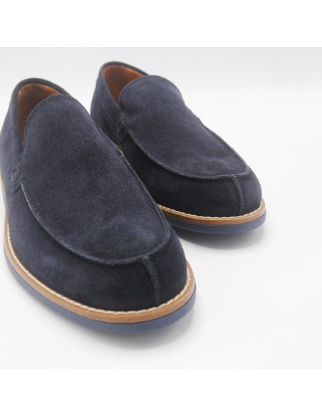 Boomerang mocassino in camoscio blu