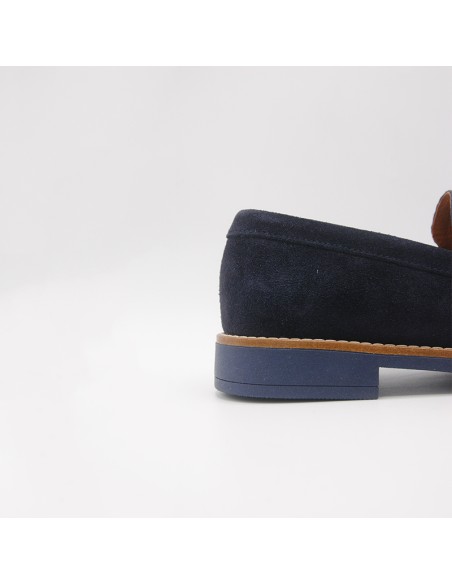 Boomerang mocassino in camoscio blu
