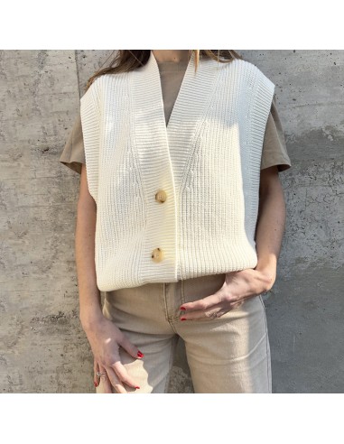 Gilet in maglia panna