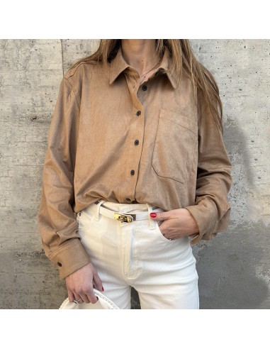 Camicia effetto alcantara camel