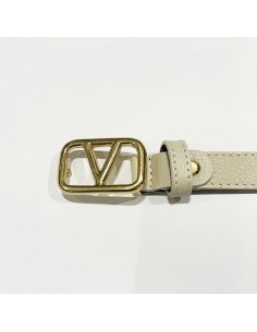Cintura in pelle panna con...