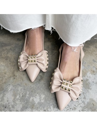 Pasinetti slingback nude con maxi fiocco