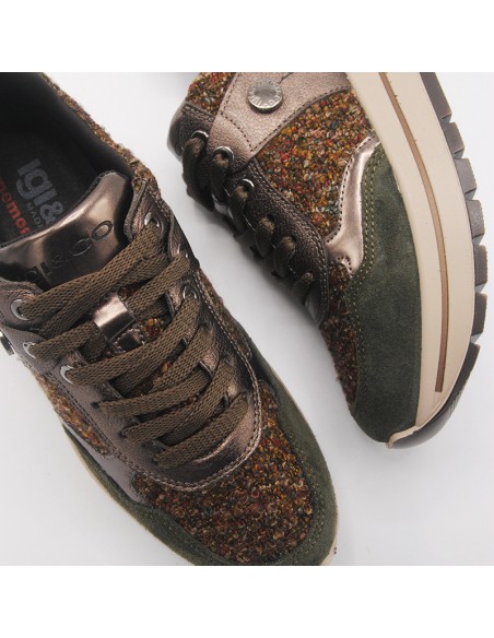 IGI&CO 6673911 sneakers pelle e tessuto bouclé