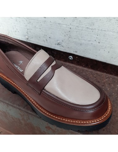 Boomerang mocassino in pelle bicolor