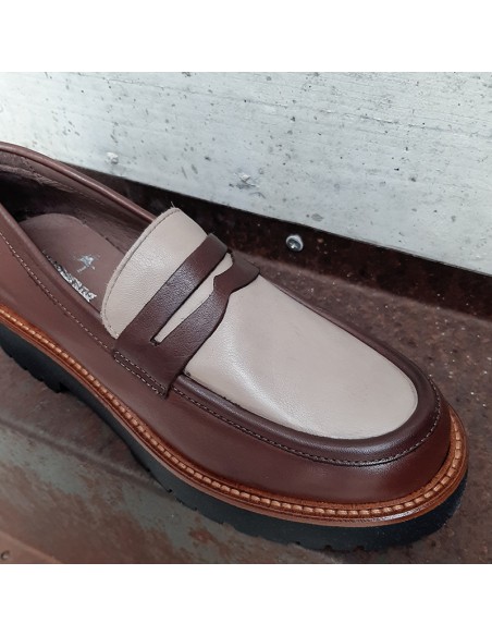 Boomerang mocassino in pelle bicolor