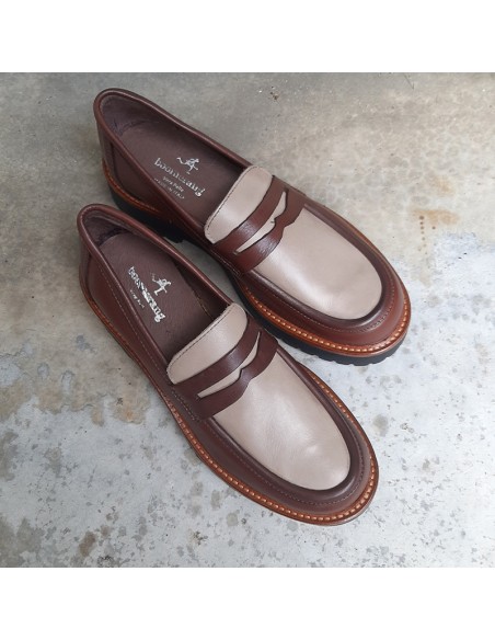 Boomerang mocassino in pelle bicolor