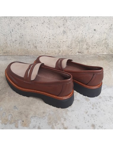 Boomerang mocassino in pelle bicolor