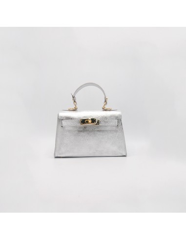 Mini-bag a trapezio in pelle argento