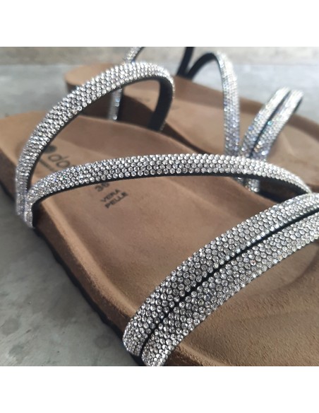Dorea sandalo/ciabattina con micro-strass