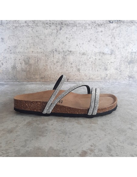 Dorea sandalo/ciabattina con micro-strass