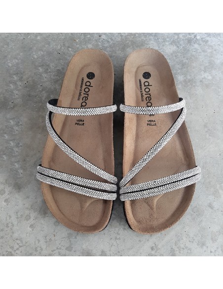 Dorea sandalo/ciabattina con micro-strass