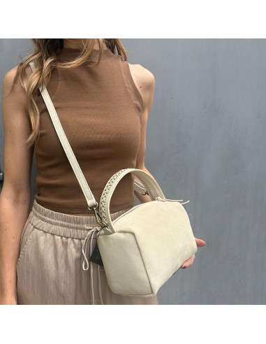 Bauletto in pelle scamosciata panna
