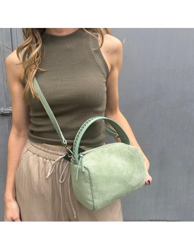 Bauletto in pelle scamosciata verde