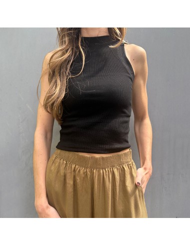 Crop-top costine nero
