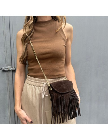 Crop-top costine marrone