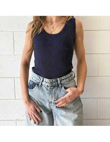 Canotta lurex blu