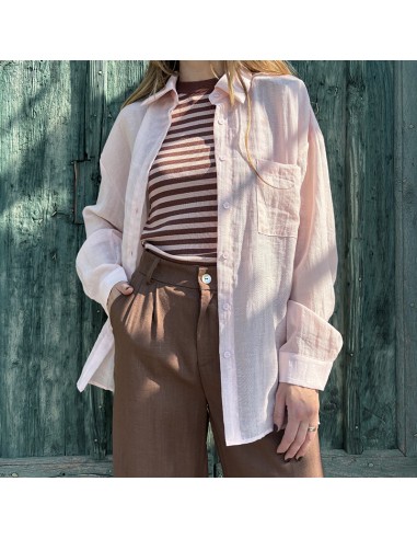 Lumina camicia semitrasparente lino rosa