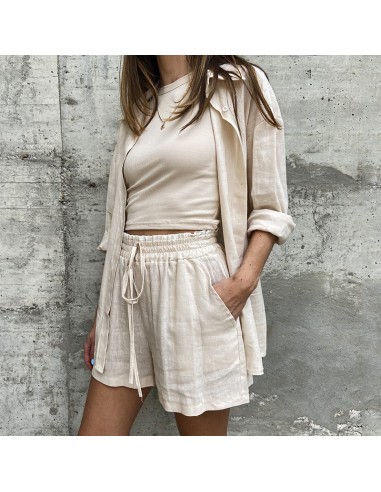 Completo in lino latte camicia + bermuda