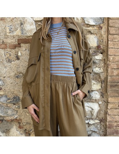 Camicia con maxi-tasche kaki