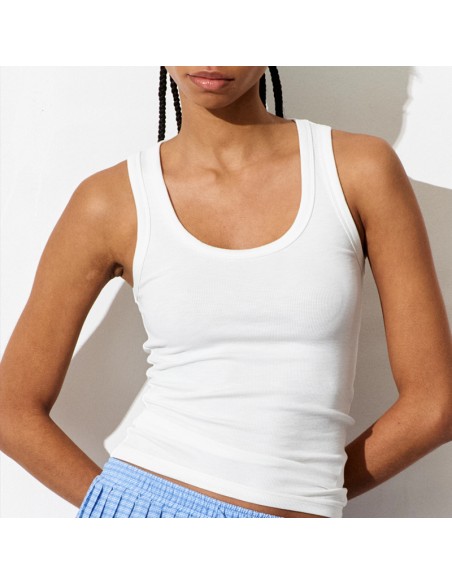 Lumina canotta basic in costina bianca
